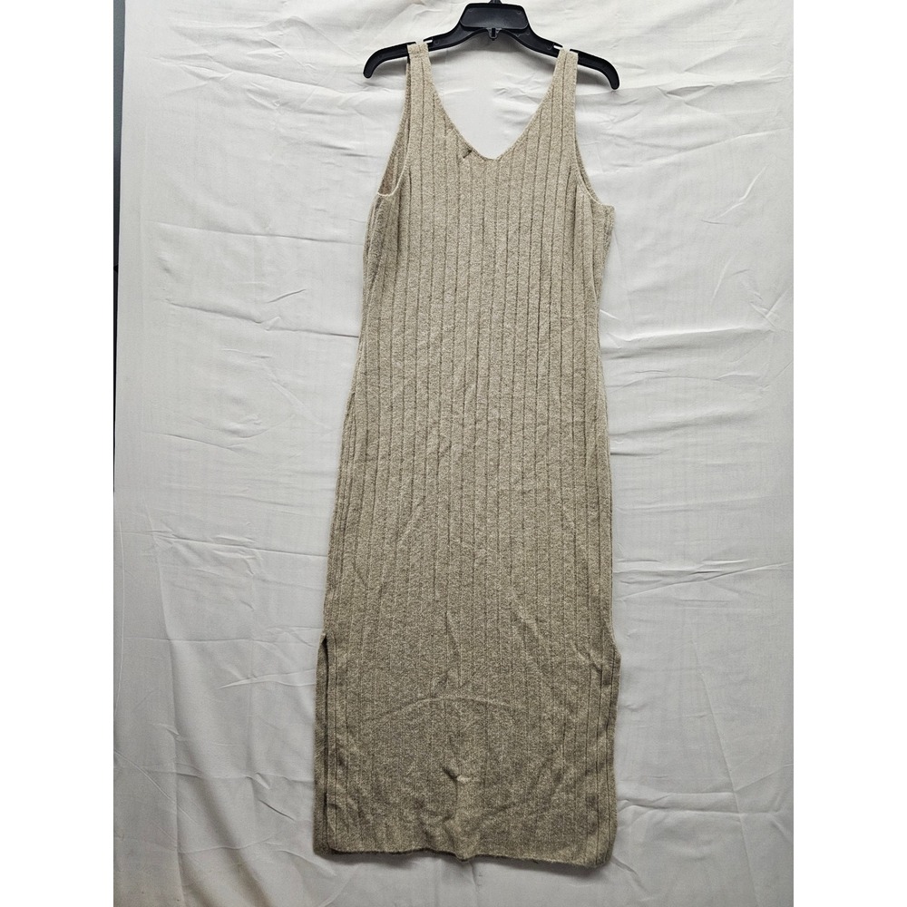 Universal Thread Womens Tan Ribbed V-Neck Maxi Sweater Dress Size M NEW - Picture 2 of 7